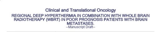 Deep regional hyperthermia in combination with whole brain radiotherapy (WBRT) in poor prognosis patients with Brain Metastases header